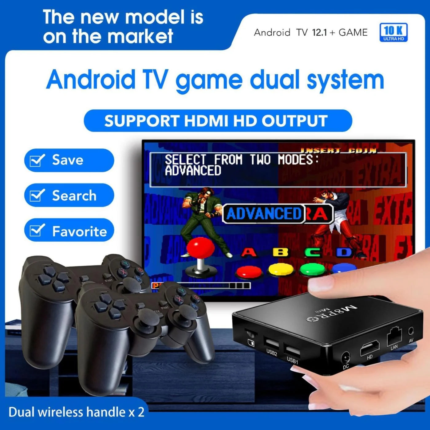 Game Box 4K Retro TV Game Console with Dual Wireless Controllers | Plug & Play HDMI Gaming System with Preloaded Classic Games